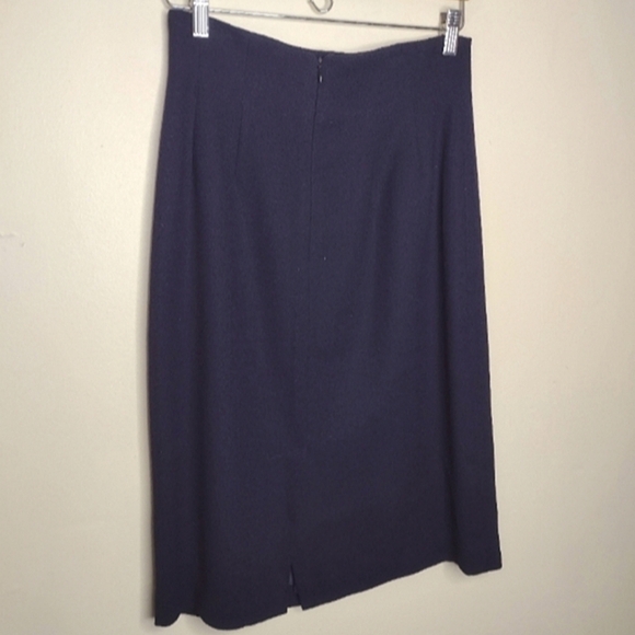 Vintage Anne Klein II 100% Wool Navy Pencil Skirt Size 10 Union Made Classic - Picture 4 of 6